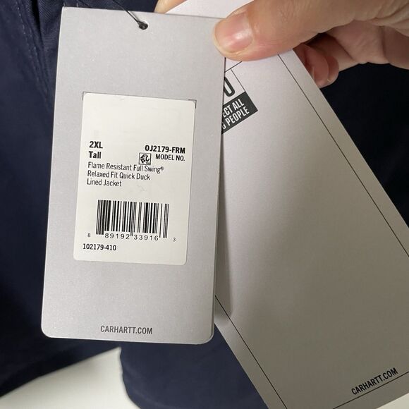 Carhartt FR Full Swing Quick Duck Lined Jacket Relaxed Fit Navy Blue Men's 2XL T - Picture 12 of 15